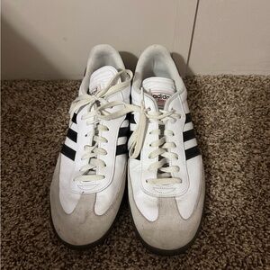 Adidas Men's White and Black Striped Sneakers